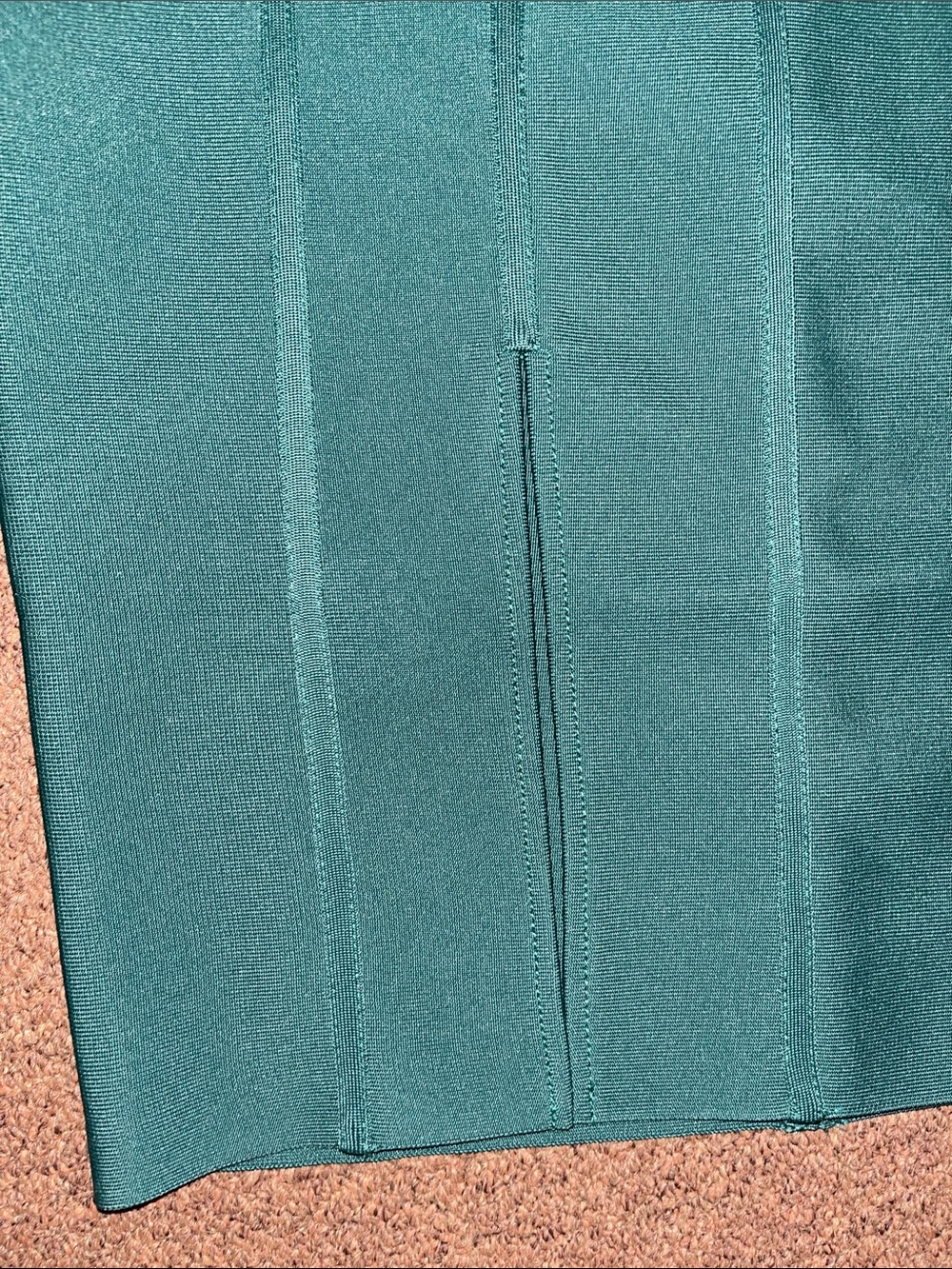 Fashion Nova Carie Bandage Midi Strapless Emerald Bodycon Dress - Picture 4 of 5